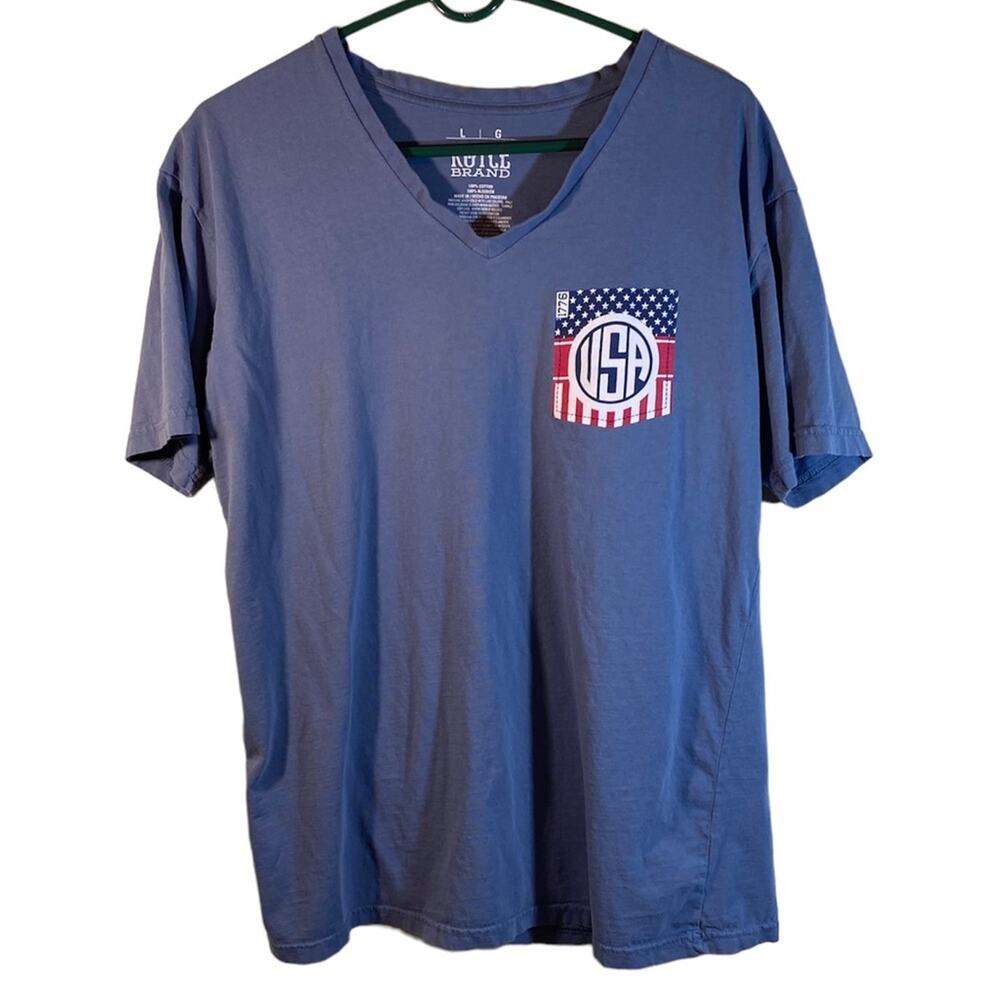 Royce Brand V Neck Blue Gray USA Tee Shirt Large